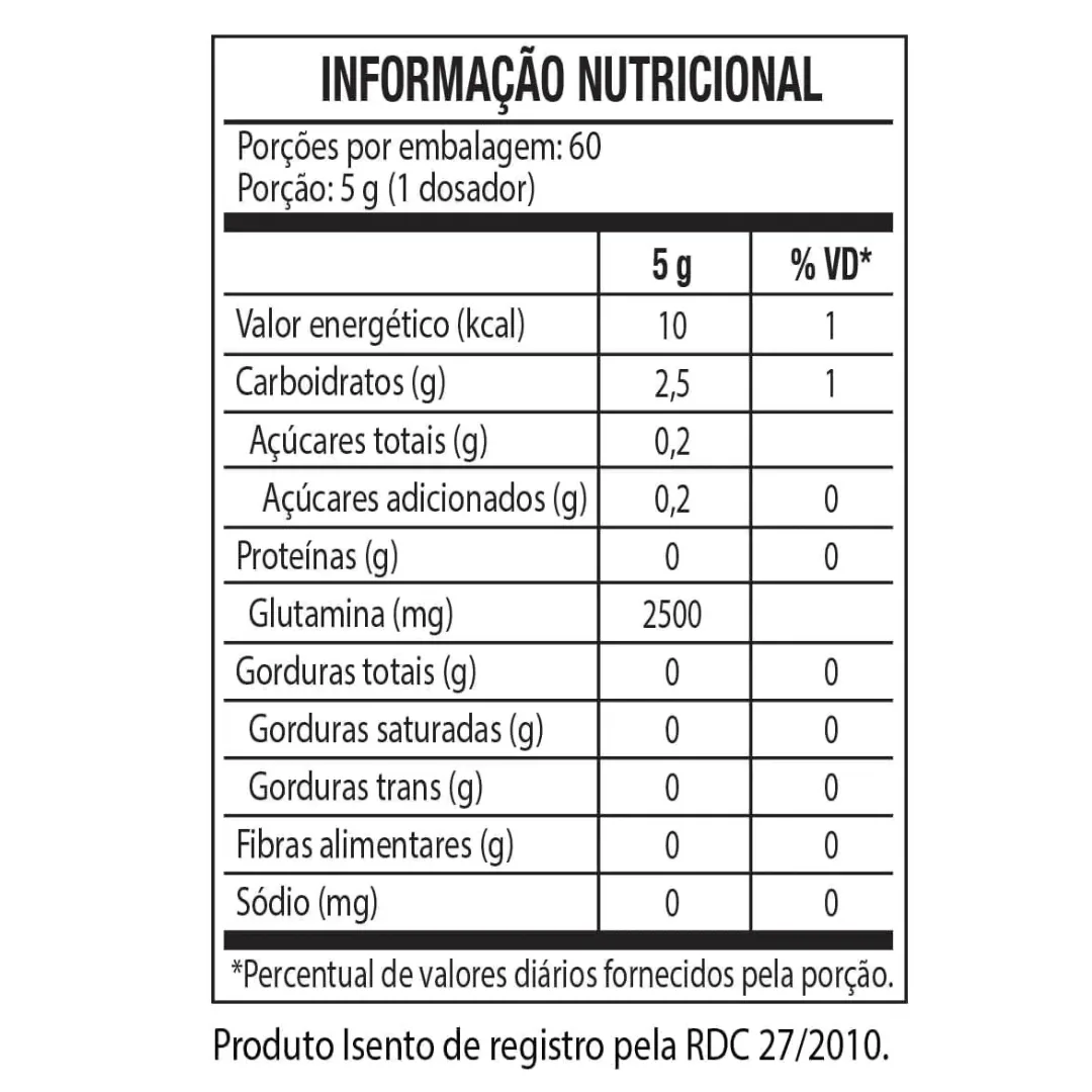 Glutamine Turbo 300g · tabla nutricional