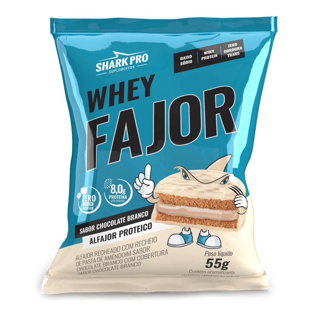 Shark Whey Alfajor 12 Uni Chocolate Blanco · imagen