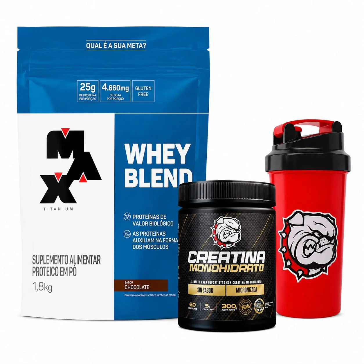 Pack Titanium Whey 1,8 Kg + Creatina 300g + Shaker de Regalo