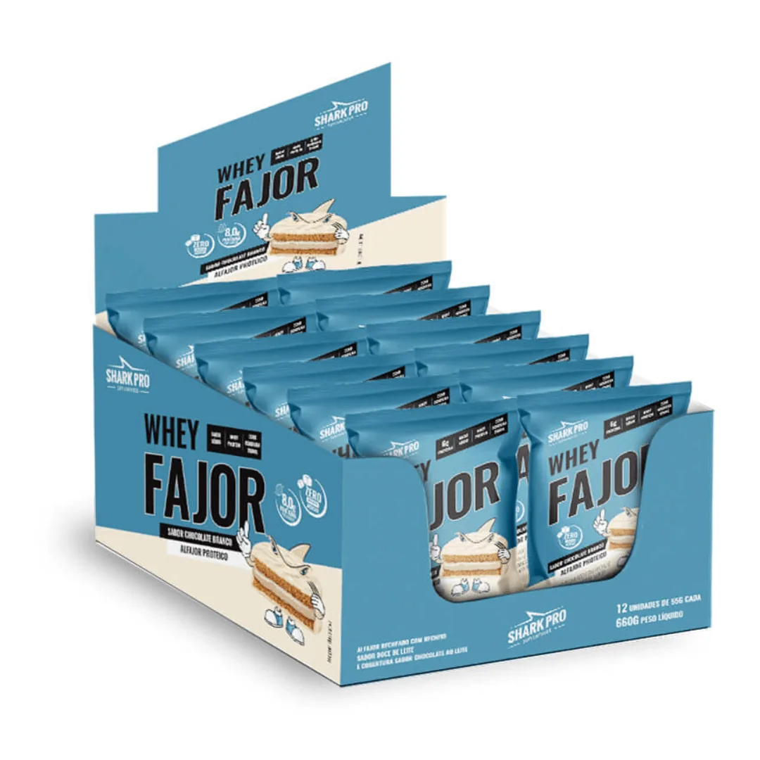 Shark Whey Alfajor 12 Uni Chocolate Blanco
